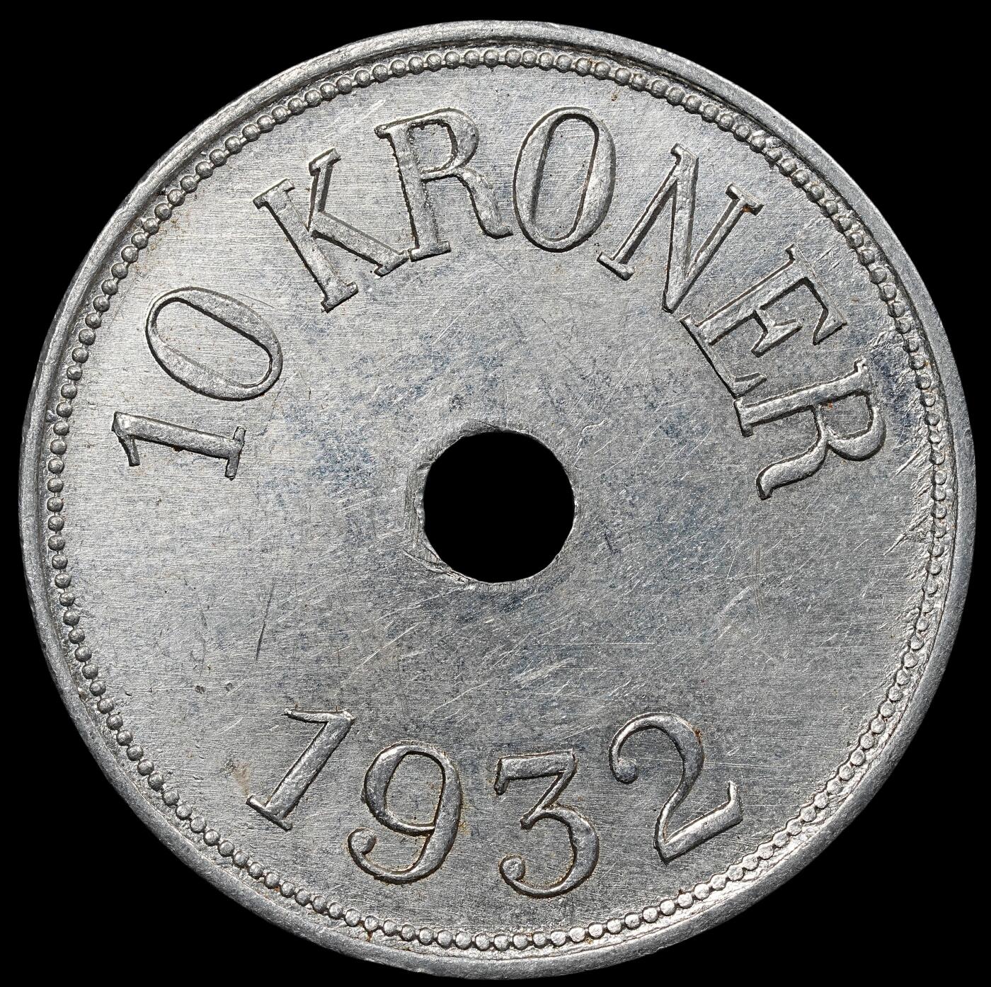 修遠堂世界钱币第八十期 1932年格陵兰-坎普.约克角10克朗铝代用币 仅铸造500枚