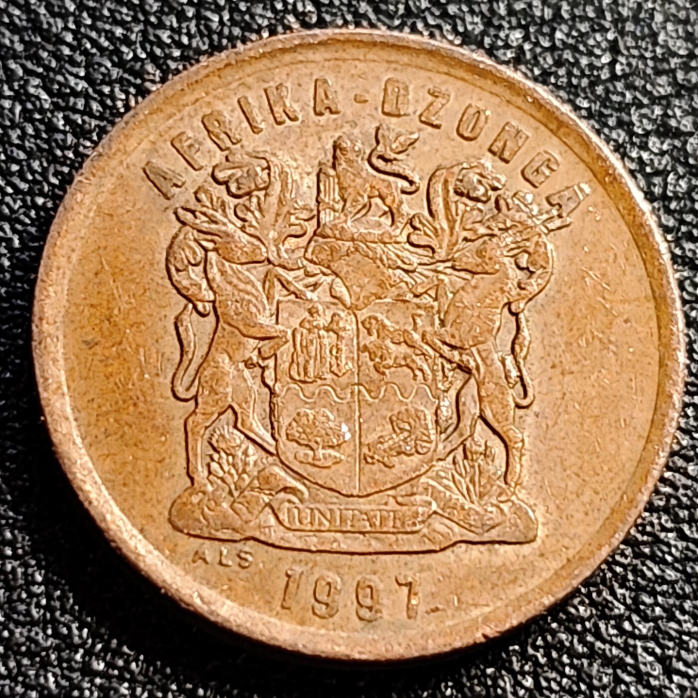 泉币菌-第82场-散币乐园场 南非1997年5分 硬币，蓝鹤，21mm
