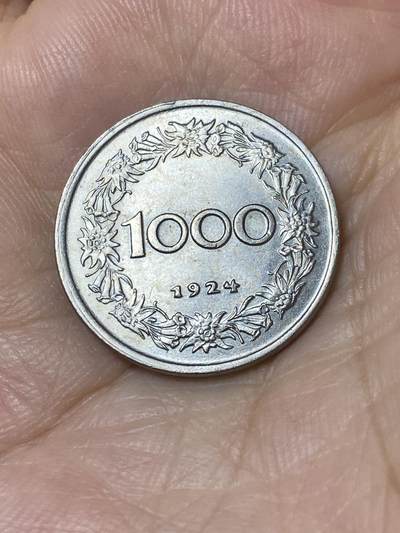 2025年第七十八场(总第一百零四场）外国好品散币(免佣金) - 少见好品–奥地利🇦🇹1924单年份1000克朗(二战前共和国时期最大面值)