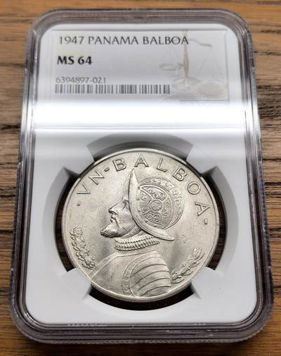 凡希社世界钱币微拍第三百零九期 - 1947巴拿马1巴尔博亚大银NGC-MS64