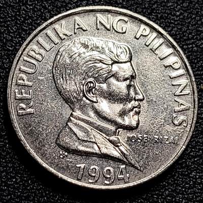 泉币菌-第84场-散币乐园场 小版 牛气冲天 1994年 菲律宾1比索硬币 国父瑞查 21.6毫米 4.0克 