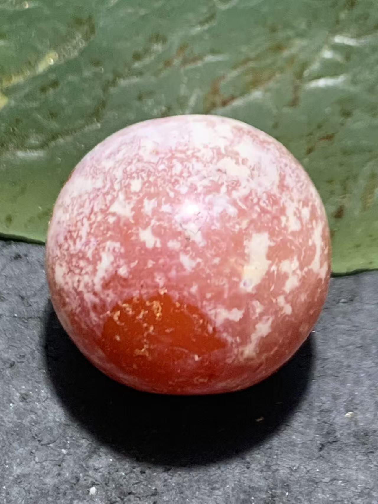 高玉化橘黄色奶油皮风化纹玛瑙苹果珠一颗，，