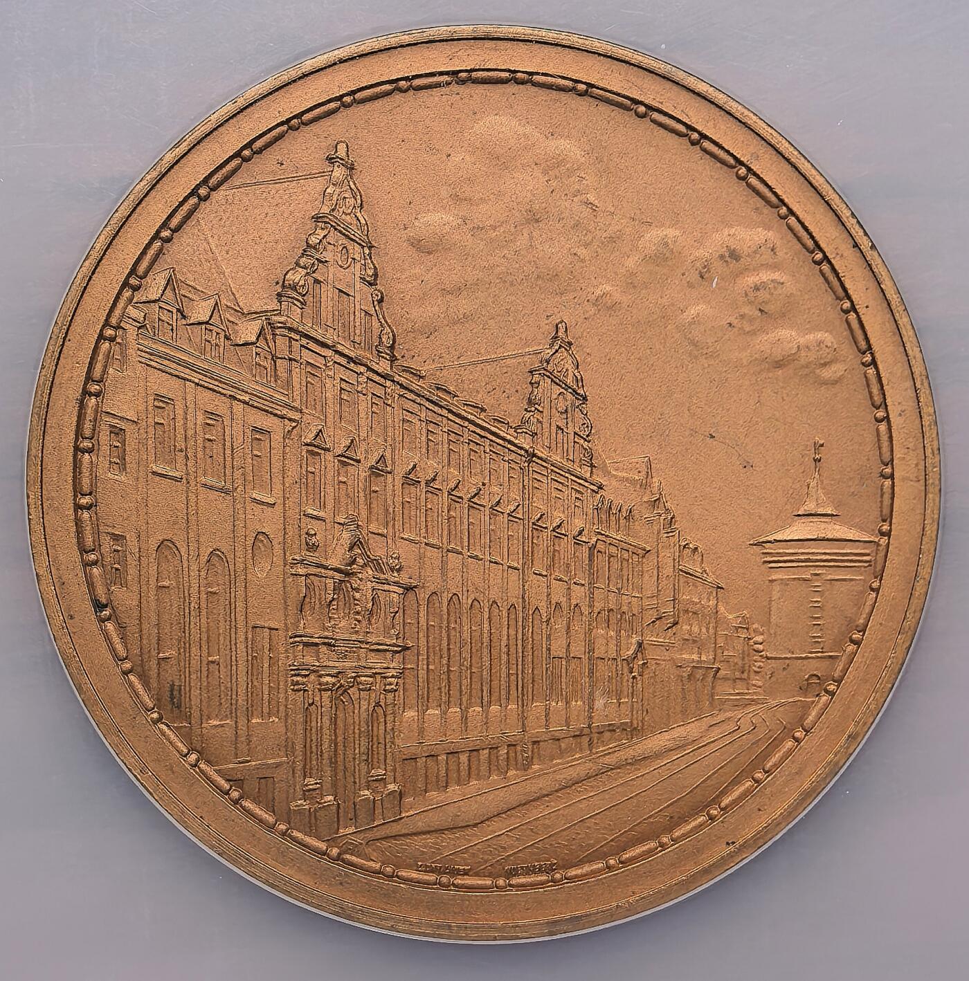 凡希社世界钱币微拍第三百零九期 1921德国纽伦堡储蓄银行成立百年纪念铜章NGC-MS65