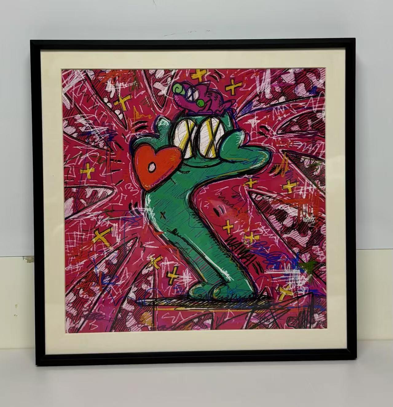 零元拍：歪歪 OWSON 系列作品装饰画，已做装裱 合金相框尺寸：36X36CM。因展品出展，镜框或亚克力可能有轻微划痕，介意勿拍
