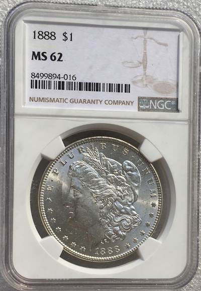NGC MS62分1888年美国摩根女神一元银币 - NGC MS62分1888年美国摩根女神一元银币