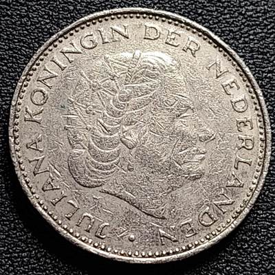 泉币菌-第84场-散币乐园场  荷兰王国 1970年 2.5盾 朱莉安娜女王 29mm 荷兰入欧前 绝版