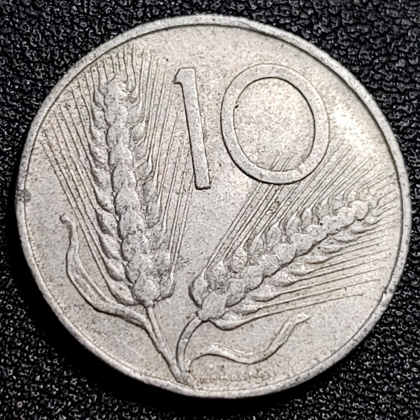 泉币菌-第82场-散币乐园场 少见原光 1968年 意大利10里拉铝币 麦穗古犁 23.2mm