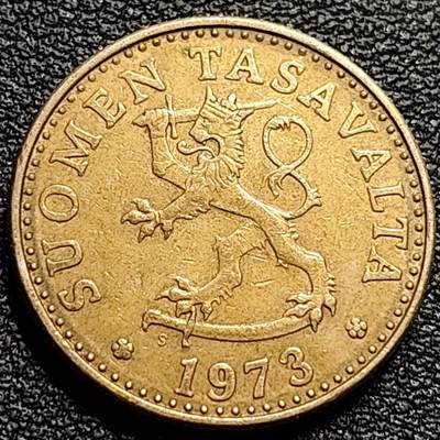 泉币菌-第84场-散币乐园场 1973年 芬兰20芬尼铜币 持剑狮子 
