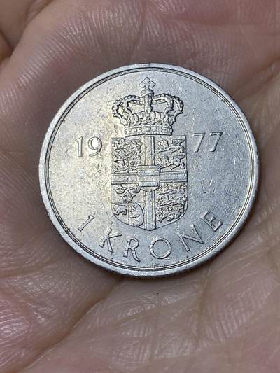 2025年第七十八场(总第一百零四场）外国好品散币(免佣金) - 丹麦🇩🇰1977年1克朗(玛格丽特二世第一版，S; B版)