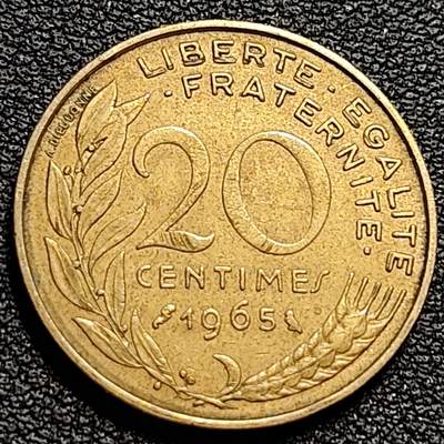 泉币菌-第84场-散币乐园场 法国1965年20生丁铜币 玛丽安娜 入欧前末版 绝版