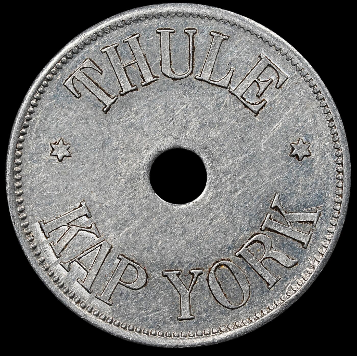 修遠堂世界钱币第八十期 1910年格陵兰-坎普.约克角500欧尔铝代用币 仅铸造2000枚