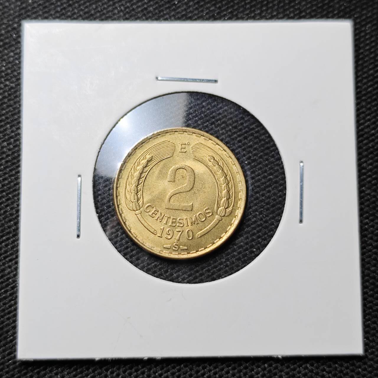 KK钱币收藏小铺 第318期 2月预留时间 周末发货 1970 智利2分铜币 好品 飞鹰
