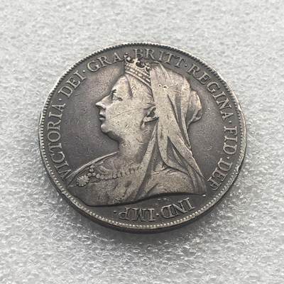世界钱币专场拍卖 - 1900年英国维多利亚女王披纱马剑1克朗流通银币