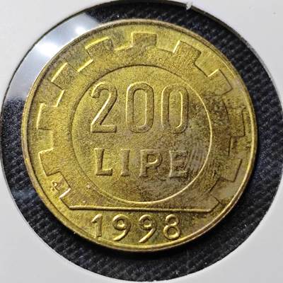 KK钱币收藏小铺 第318期 2月预留时间 周末发货 - 1998 意大利200里拉铜币