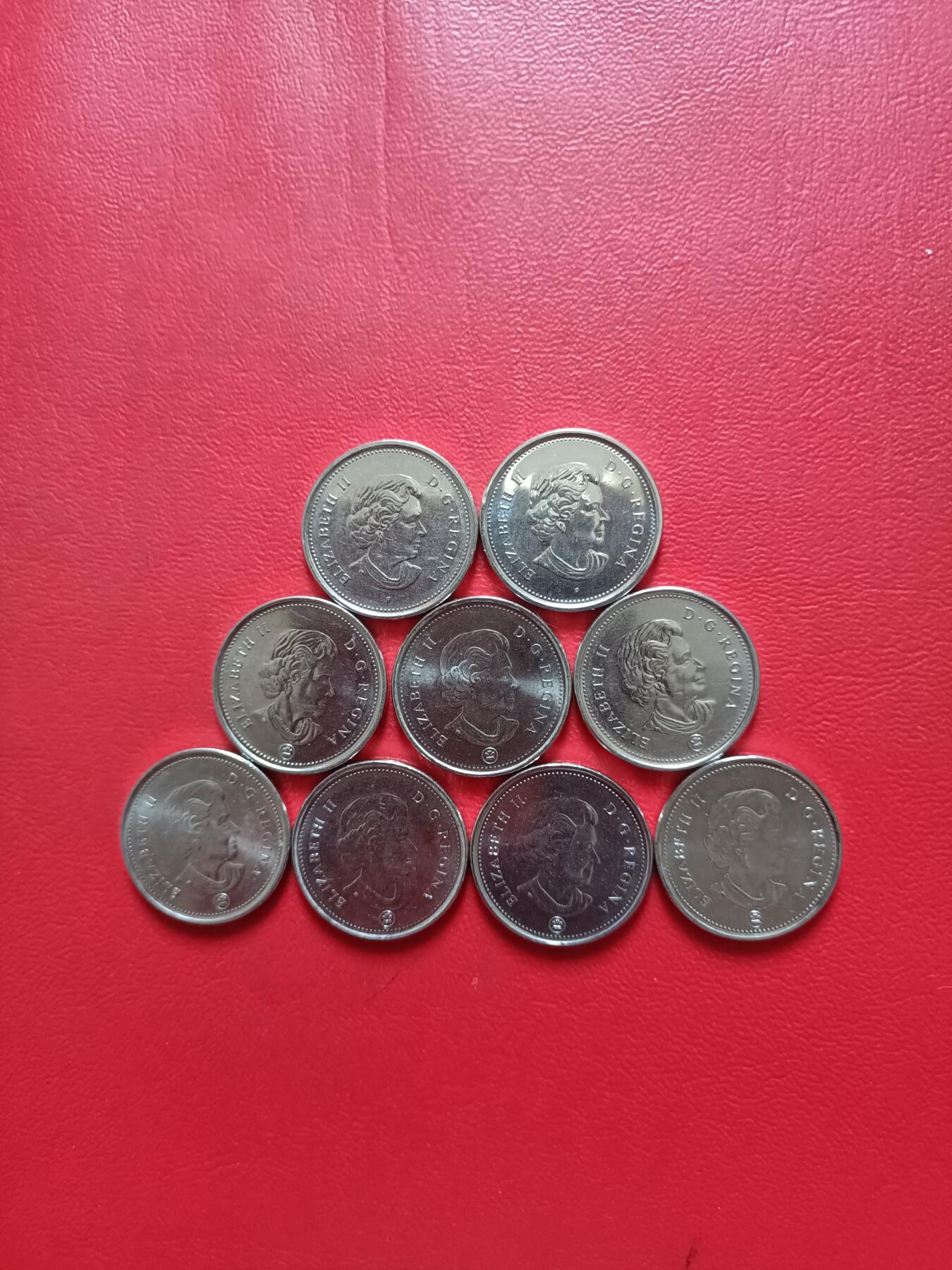 【云涧收藏】第五十二场 加拿大2004年～2012年5分9枚，BU