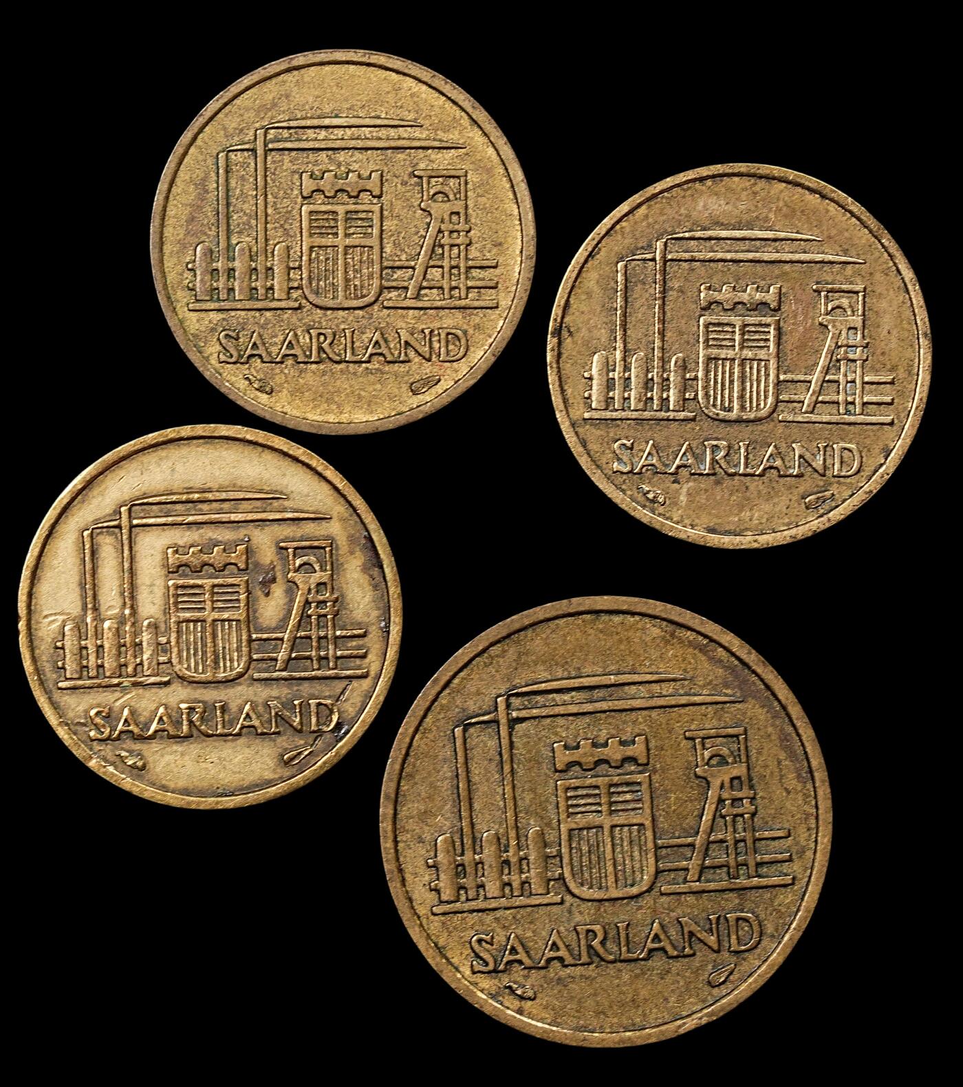 修遠堂世界钱币第八十期 1954年法占德国萨尔州钱币一组