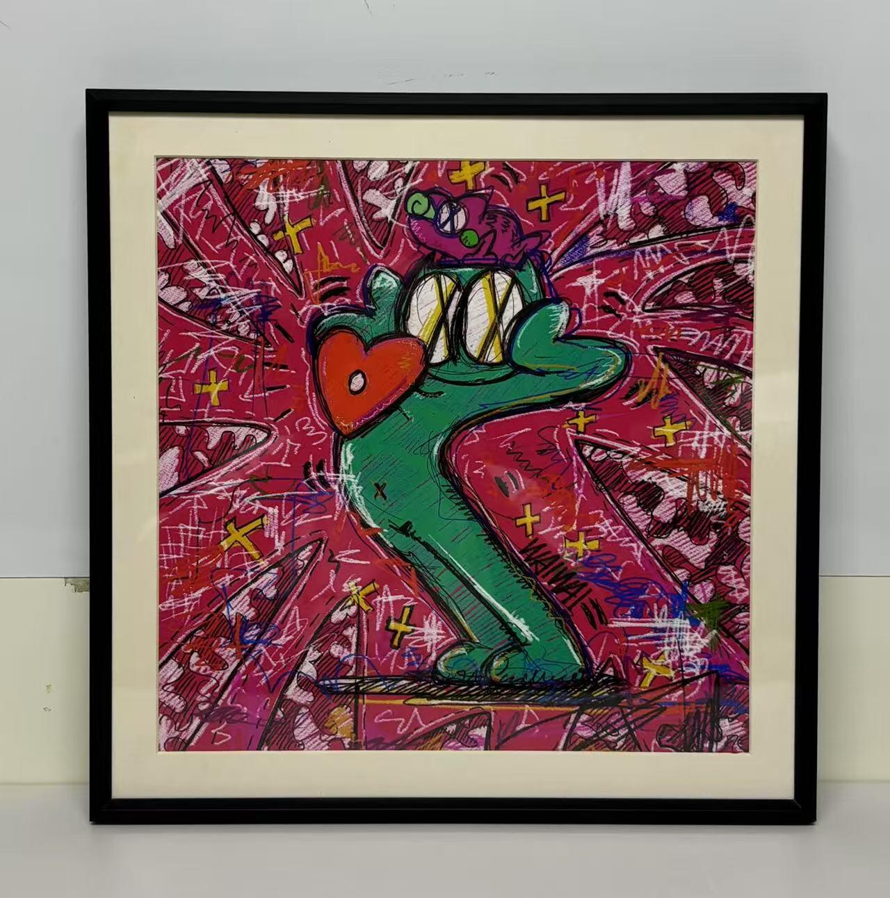 零元拍：歪歪 OWSON 系列作品装饰画，已做装裱 合金相框尺寸：36X36CM。因展品出展，镜框或亚克力可能有轻微划痕，介意勿拍
