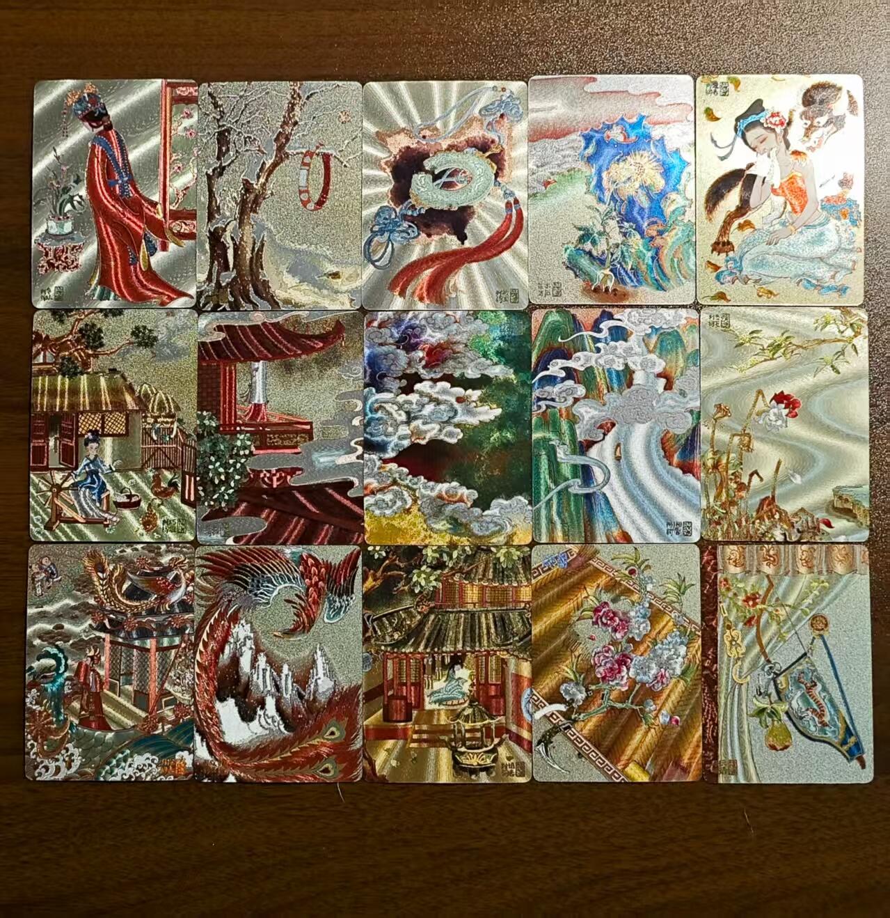 光影卡牌第19期，各家亲签，各家套卡，持续收拍品 心染红楼梦粗闪判词卡，一套15张