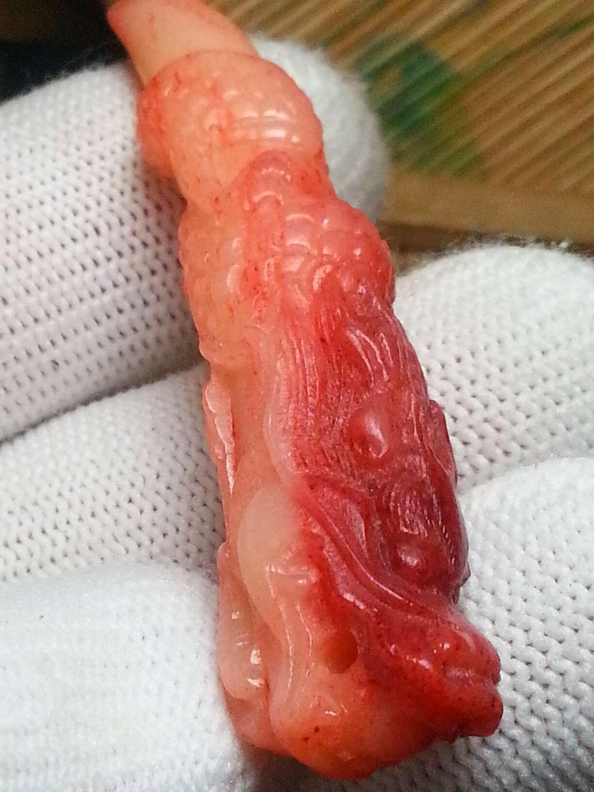 血丝驼骨霸气龙牙吊坠(38013)尺寸60*14*11mm天然驼骨