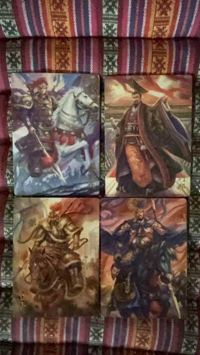 光影卡牌第19期，各家亲签，各家套卡，持续收拍品 - 万游三国特卡，鞠嘉宁四大猛男普卡4张
