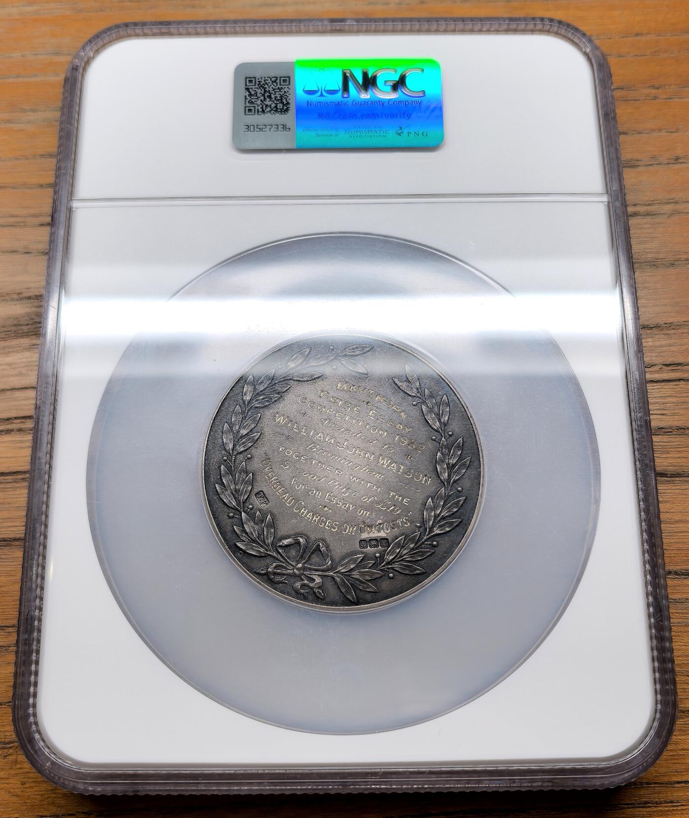 凡希社世界钱币微拍第三百零九期 1930S英国汽车与马车制造研究所银质奖章NGC-MS63