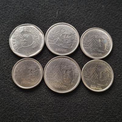 【全场包邮】纯粹捡漏拍451场 - 巴西1994-1995年6枚套币