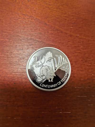 长老汇蛇年精选第三十六场拍卖 2001澳大利亚联邦百年之西澳州20分精制铜镍币，克书20美金