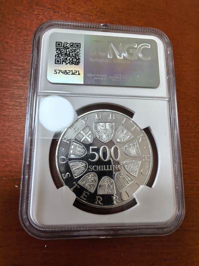 长老汇蛇年精选第三十六场拍卖 1987 奥地利沃尔夫·迪特里希·冯·莱特瑙大主教500先令精制银币，NGC PF68UC，唯一冠军