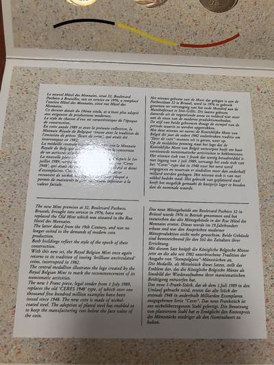 长老汇蛇年精选第三十六场拍卖 1989比利时10枚套币+1枚圆形铜章，卡装，克书30美金