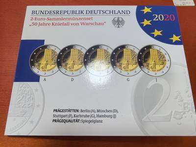 长老汇蛇年精选第三十六场拍卖 2020德国勃兰特华沙之跪2欧元精制双色币，5厂全，卡装