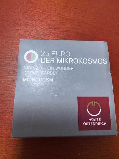 长老汇蛇年精选第三十六场拍卖 2017奥地利微观世界25欧元银铌彩色双金属币，盒证全