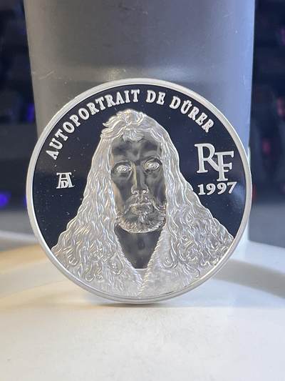 第170期拍卖【长期征集拍品】 - 法国1997年卢浮宫馆藏系列2组丢勒自画像纪念银币，900银，22.2克
