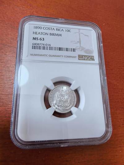 长老汇蛇年精选第三十六场拍卖 1890哥斯达黎加10分银币，NGC MS63，喜顿造币厂，克书63分75美金