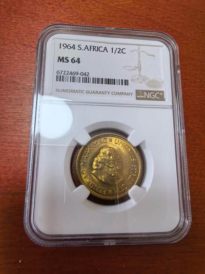 长老汇蛇年精选第三十六场拍卖 - 1964南非吕贝克1/2分铜币，NGC MS64