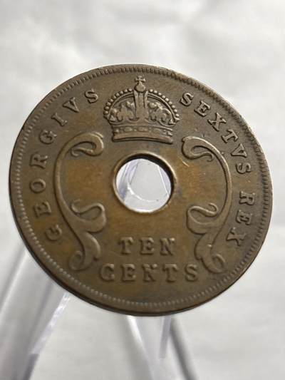 文馨钱币收藏第 266 场 - 美品 1951 年英属东非乔治六世中孔 10 分大铜币