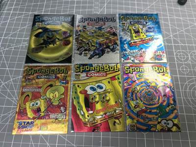 奇点卡牌专场 新号第七场 谢谢大家捧场 品控放大镜勿拍 出厂品质不包瑕 卡牌设有低价 拒绝拿小号顶价 大家放心拍  - 奇点卡牌 海绵宝宝粗闪 早期第二弹6张绝版卡
