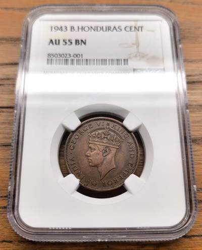凡希社世界钱币微拍第三百零九期 - 1943英属洪都拉斯乔六一分NGC-AU55
