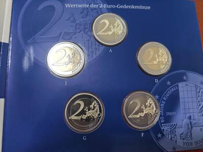 长老汇蛇年精选第三十六场拍卖 2020德国勃兰特华沙之跪2欧元精制双色币，5厂全，卡装