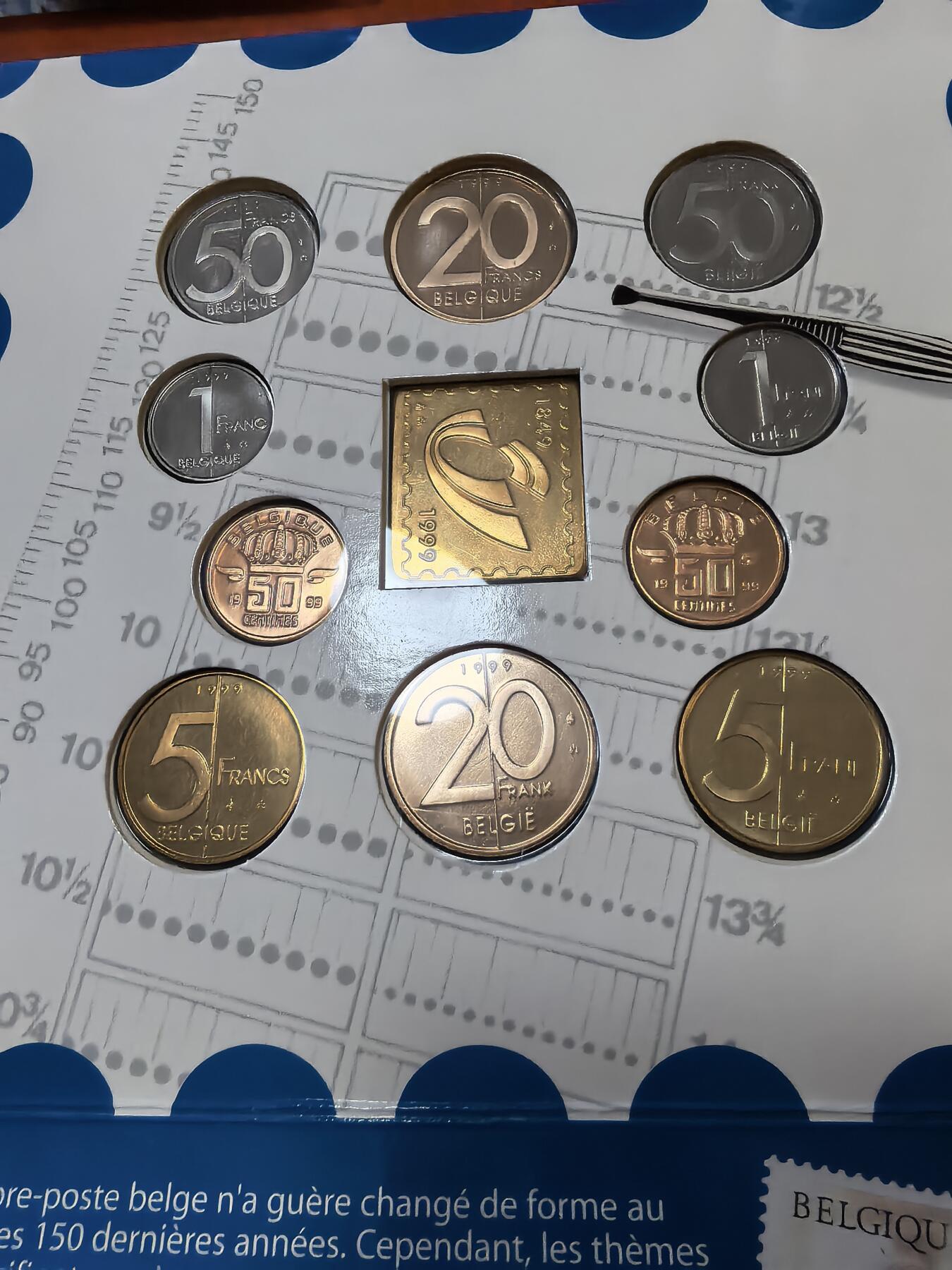 长老汇蛇年精选第三十六场拍卖 1999比利时10枚套币+1枚方形铜章，卡装，克书45美金