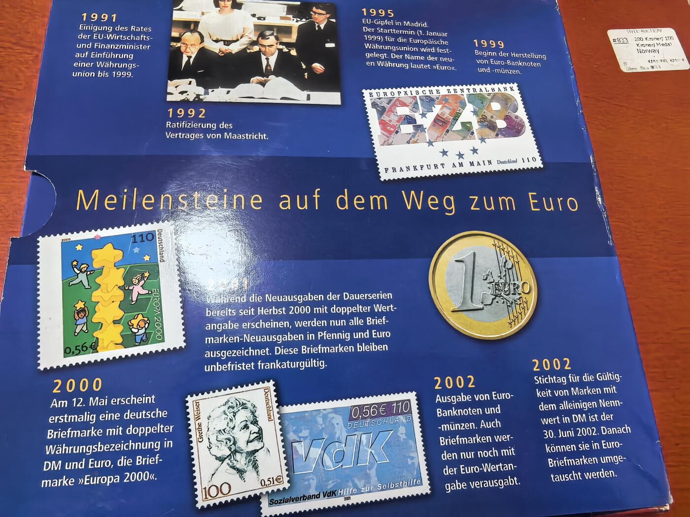 长老汇蛇年精选第三十六场拍卖 2001-2002德国欧元前货币8枚+欧元8枚卡装，邮票含四联张+小型张
