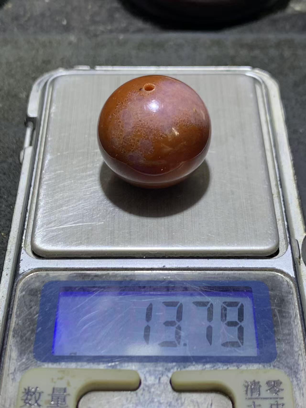 精美战国红玛瑙高玉化冰飘大圆珠一颗！