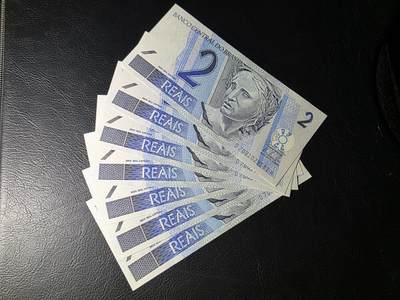 叁拾收藏第30期 - 巴西上一版本2雷亚尔七张连号（大部分全程无4） UNC