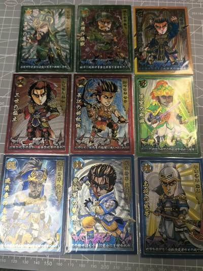 奇点卡牌专场 新号第七场 谢谢大家捧场 品控放大镜勿拍 出厂品质不包瑕 卡牌设有低价 拒绝拿小号顶价 大家放心拍  - 奇点卡牌 无双三国粗闪第一弹9张