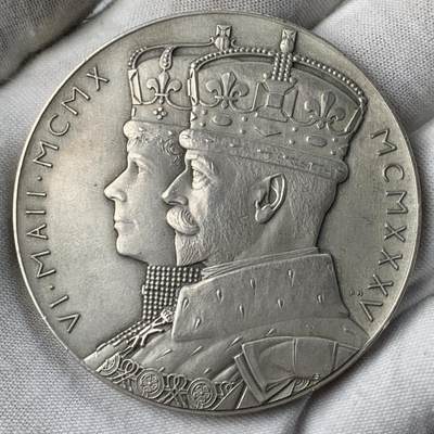 掌中浮雕-藏着的欧洲第033场 - 原盒1935年英国乔治五世登基25周年大银章，57mm，86g