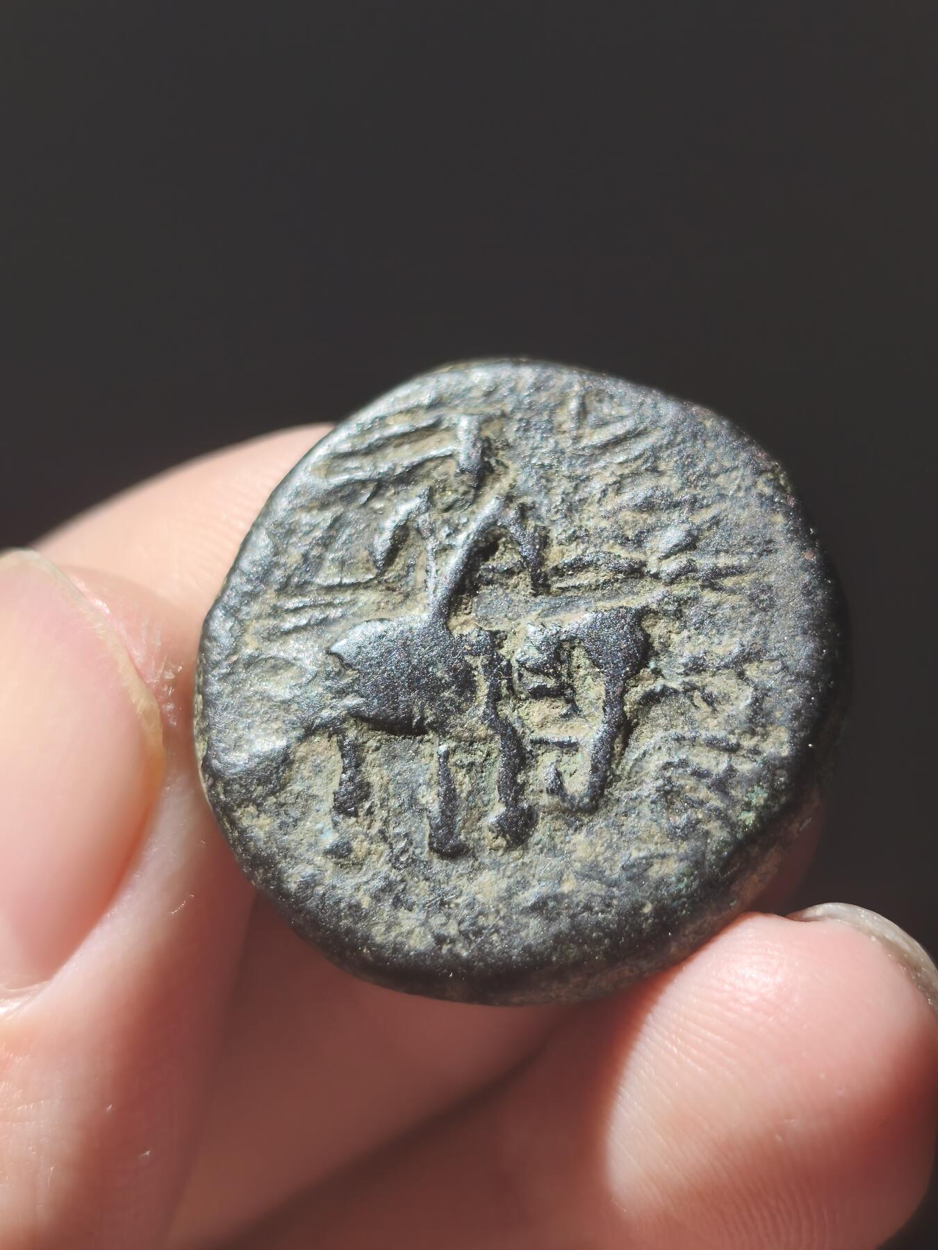 星盘世界钱币八月十六日古典币精品专场，本场全部老孙严选精品 非常有研究价值的一枚，贵霜帝国胡韦色伽四德大铜币 ，少见的蛮造或者怪厂比官造的少很多，感兴趣的研究研究，背面带有四齿徽，且人物周边有光圈，公元152-192年
