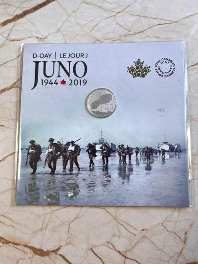 第170期拍卖【长期征集拍品】 - 卡装加拿大2019诺曼底登陆75周年朱诺滩战役银币，9999银，7.96克