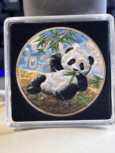 第170期拍卖【长期征集拍品】 - 中国2020年1盎司熊猫彩色纪念银币，有起泡，999银