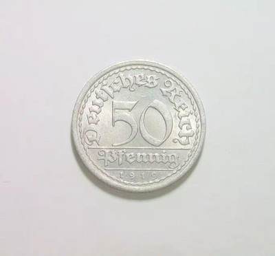 稀年 德国魏玛1919年E版50芬尼 开卷原光 - 稀年 德国魏玛1919年E版50芬尼 开卷原光