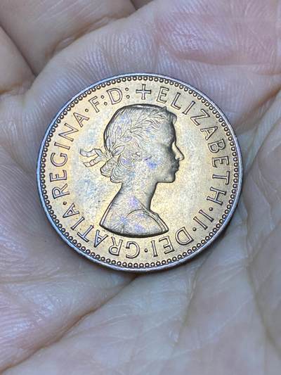 2025年第七十九场(总第一百零五场）外国好品散币(免佣金) 原光未流通–英国🇬🇧1967年半便士(伊丽莎白二世青年桂冠第二版，普制币关门年)