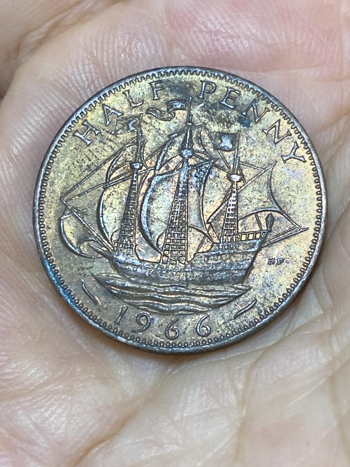 2025年第七十九场(总第一百零五场）外国好品散币(免佣金) 英国🇬🇧1966年半便士(伊丽莎白二世青年桂冠第二版)